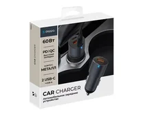 АЗУ-1USB + 2USB-C Deppa PD, QC3.0, 60W, металл, серый, 11224