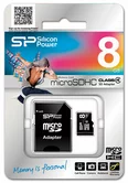 Карта памяти MicroSDHC Silicon 8GB cl4 + SD