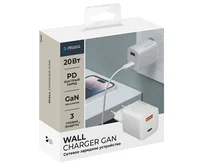 СЗУ-1USB + 1USB-C Deppa PD 3.0, QC 3.0, GaN, 20W, белый, 11410