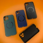 Чехол iPhone 14 Pro Leather Magnetic (темно-зеленый)