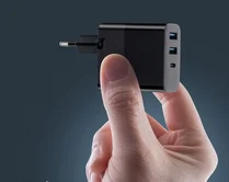 СЗУ-2USB + 1USB-C, Deppa PD, QC 3.0, 30W, дисплей, черный, 11395