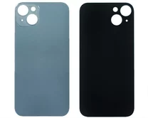 Задняя крышка (стекло) iPhone 14 Plus (c увел. вырезом) синяя 1кл