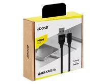 яяяКабель Axxa microUSB - USB нейлон, 2А, черный, 2м