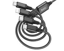 Кабель 4в1 Hoco X76 iP+iP+Type-C+Micro - USB, черный