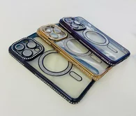 Чехол iPhone 15 Glitter MagSafe (золотой)