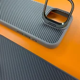 Чехол iPhone 16 Plus Njoyny Soft Fiber (серый)