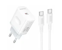 СЗУ-1USB-C Borofone BA99A + кабель Type-C-Type-C, 20W, белый