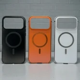 Чехол iPhone 17 Pro Max Njoyny NY-108 Metal MagSafe (оранжевый)