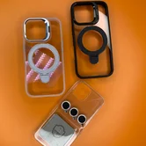 Чехол iPhone 16 Njoyny N23 Ring Stand Clear (черный)