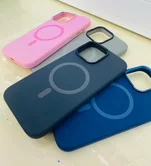 Чехол iPhone 15 Pro Max Njoyny Metal Silicone (синий)