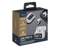 Bluetooth стереогарнитура Deppa AirPro3 ANC, TWS, BT 5.3, 350mAh, LCD, белая